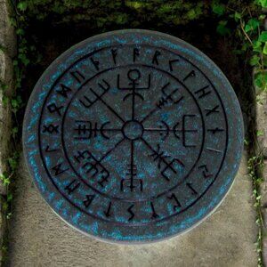 Blue Norse Viking Vegvisir Compass decorative tray